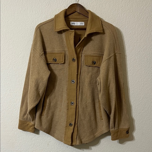 BKE Buckle Mustard Yellow Fleece Shacket Women’s S - Picture 2 of 7